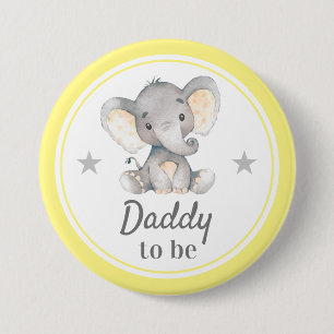Daddy to be New Dad Yellow Elephant Baby Shower 7.5 Cm Round Badge