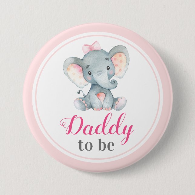 Daddy to be New Father Dad Baby Shower Elephant 7.5 Cm Round Badge (Front)
