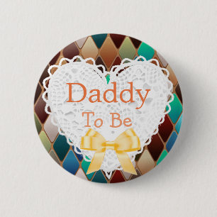 Daddy to be Orange, Blue Brown Baby Shower Button