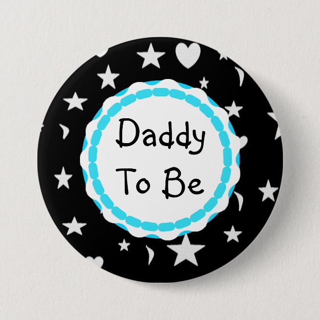Daddy to be Stars, Moons and Heart Button (Front)
