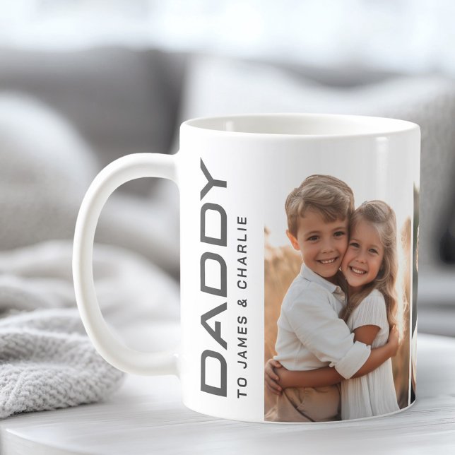 Daddy to kids names photo fathers day coffee mug (Daddy to kids names photo fathers day coffee mug)
