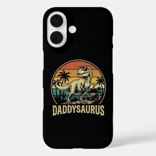 Daddy Trex Dinosaur Daddysaurus Retro Fathers Day iPhone 16 Case