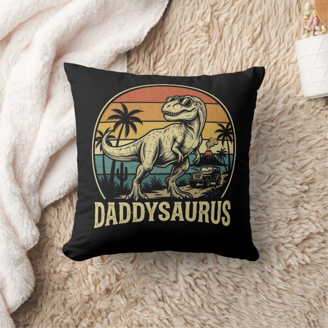 Daddy Trex Dinosaur Daddysaurus Retro Fathers Day  Cushion (Blanket)