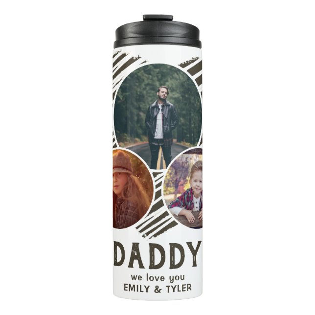 Daddy we love you Heart 3 Photo Father`s Day  Thermal Tumbler (Front)