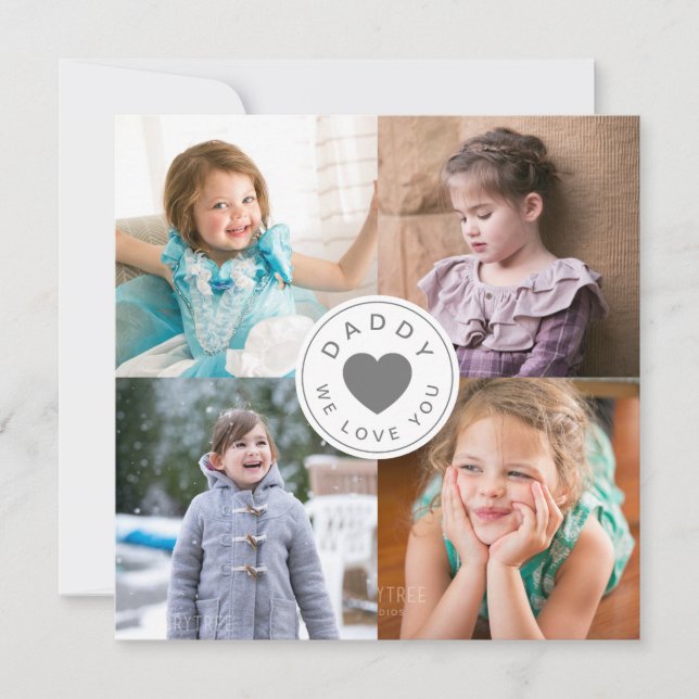 Daddy We Love You Heart 4 Photo Collage (Front)