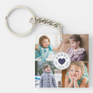 Daddy We Love You Kids Photo Collage Key Ring