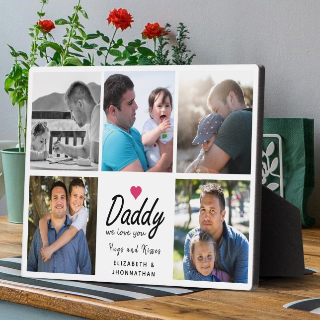 Daddy we love you Script 5 Photo Collage Father Plaque (Creator Uploaded)