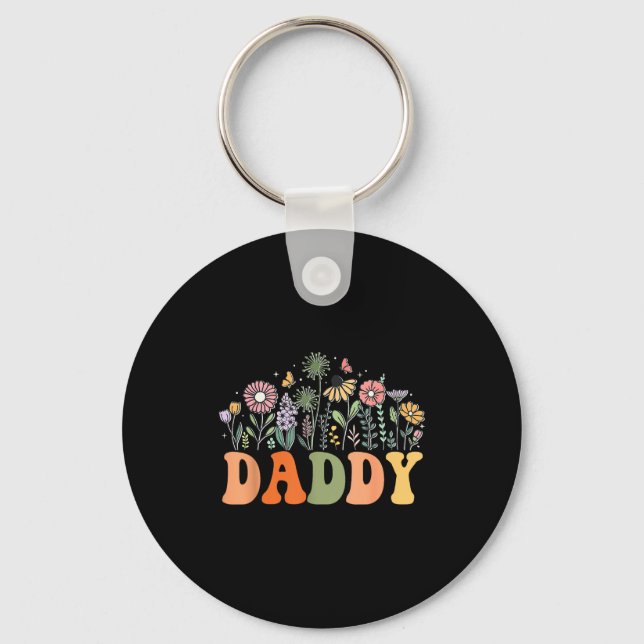 Daddy Wildflower Floral Birthday Baby Shower New D Key Ring (Front)