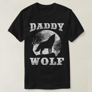 Daddy Wolf Moon Silhouette Design T-Shirt