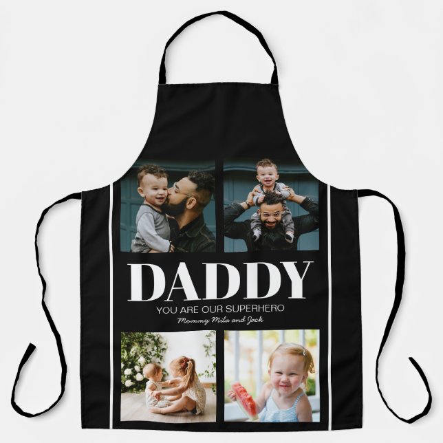 Daddy You Are Our Superhero Simple Photo Apron (Front)