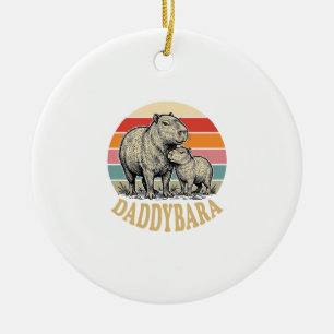 Daddybara Capybara Dad Vintage Sunset Shirt_1 Ceramic Tree Decoration