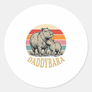 Daddybara Capybara Dad Vintage Sunset Shirt_1 Classic Round Sticker
