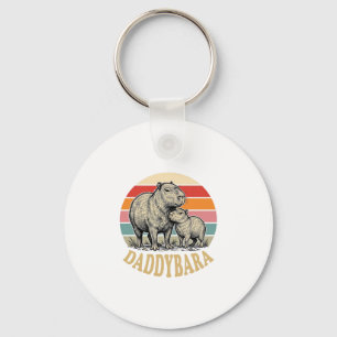 Daddybara Capybara Dad Vintage Sunset Shirt_1 Key Ring