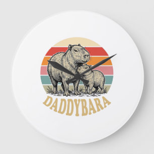 Daddybara Capybara Dad Vintage Sunset Shirt_1 Large Clock