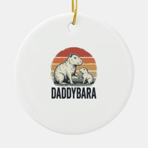 Daddybara Capybara Vintage Sunset Shirt Design_1 Ceramic Tree Decoration