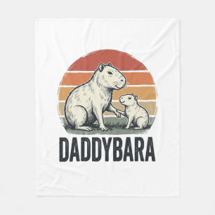 Daddybara Capybara Vintage Sunset Shirt Design_1 Fleece Blanket