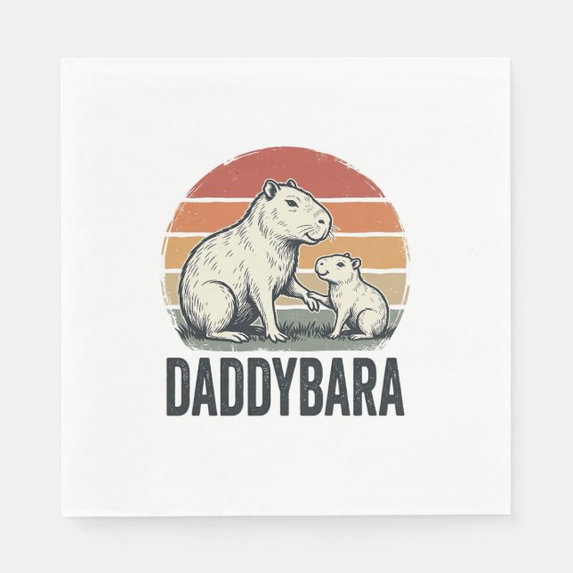 Daddybara Capybara Vintage Sunset Shirt Design_1 Napkin (Front)