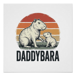 Daddybara Capybara Vintage Sunset Shirt Design_1 Poster