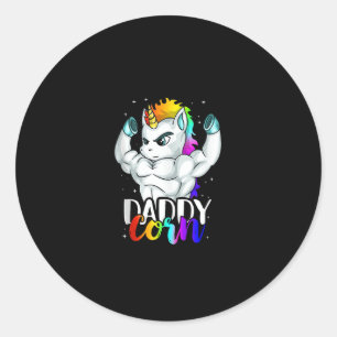 Daddycorn Unicorn Dad Daddy Man Unique Family Chri Classic Round Sticker