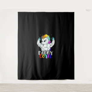 Daddycorn Unicorn Dad Daddy Man Unique Family Chri Tapestry