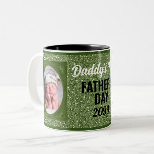 Daddy's 1st Father's Day Sage Green Photo Mug