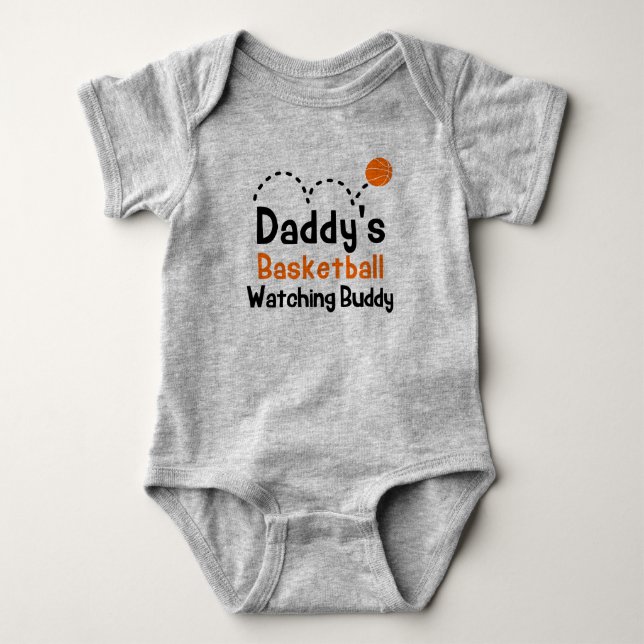 Daddy's Basketball Watching Buddy Baby Bodysuit (Front)