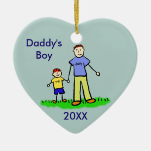Daddy's Boy Family Character Custom Photo Ornament