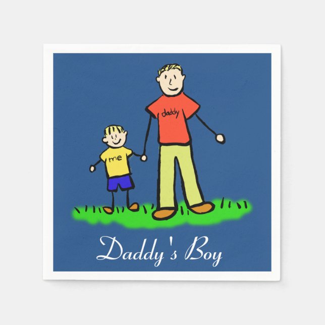 Daddy's Boy Personalised Family Characters Napkin (Front)