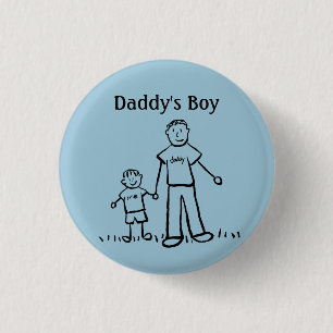 Daddy's Boy Pin Custom Family Character Buttons