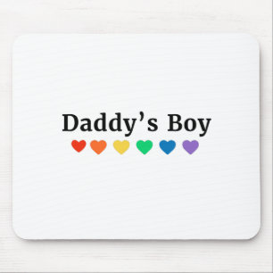 Daddy's Boy, Pride Rainbow Hearts, Funny Cool LGBT Mouse Mat