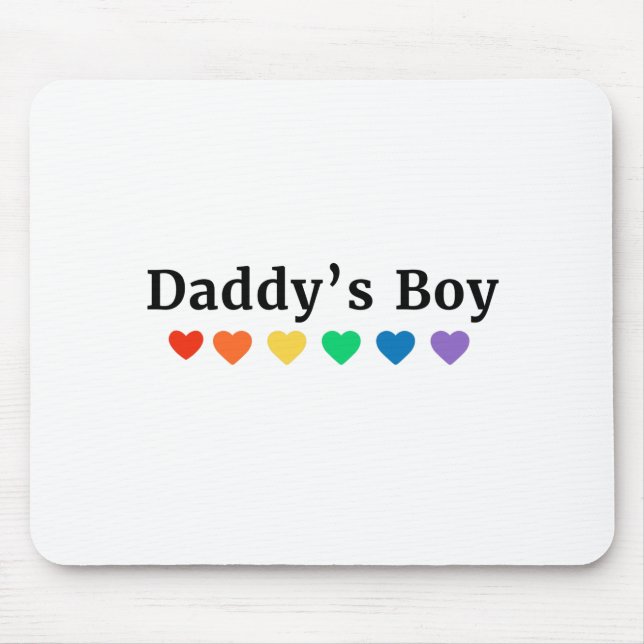 Daddy's Boy, Pride Rainbow Hearts, Funny Cool LGBT Mouse Mat (Front)