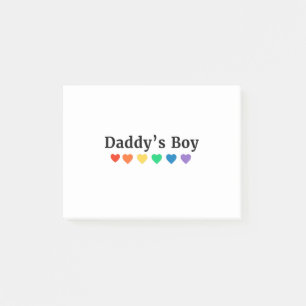 Daddy's Boy, Pride Rainbow Hearts, Funny Cool LGBT Post-it Notes
