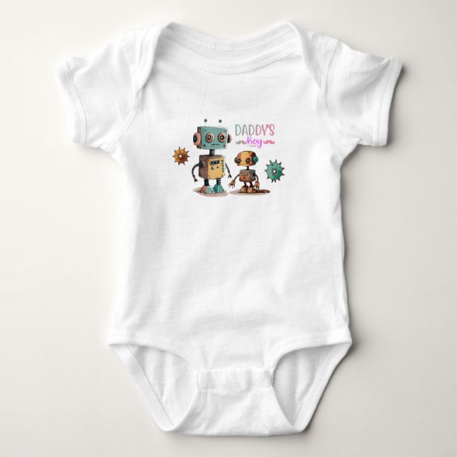 "Daddy's Boy" Robots design Baby Bodysuit (Front)