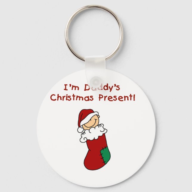 Daddy's Christmas Present T-shirts and Gifts Key Ring (Front)