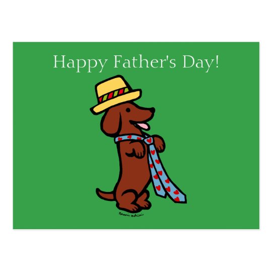 Daddy's Dachshund Cartoon Postcard