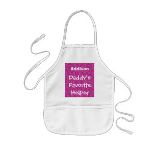 Daddy's Favourite Helper Custom Name Pink A201 Kids Apron