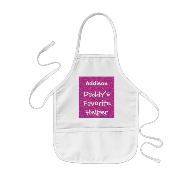 Daddy's Favourite Helper Custom Name Pink A201 Kids Apron (Front)