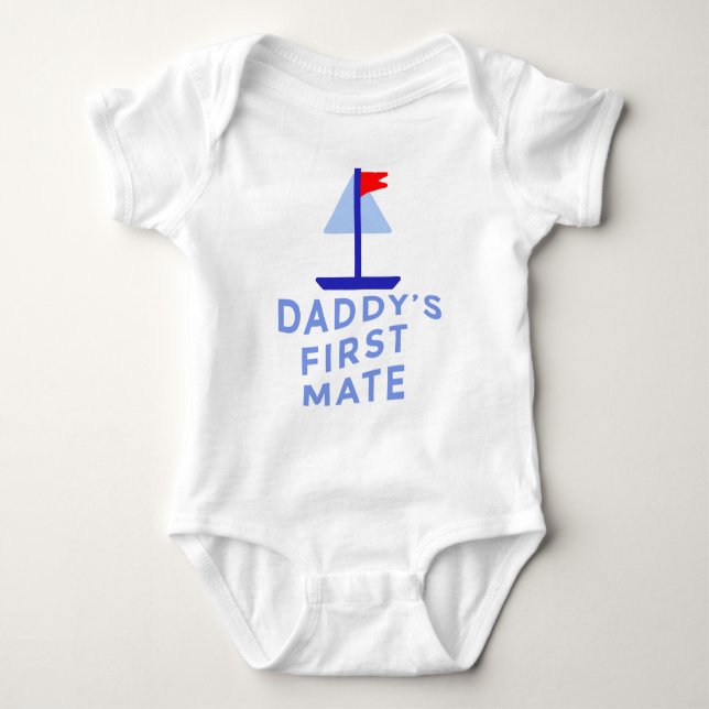 Daddy's First Mate with Sailboat Baby Bodysuit (Front)