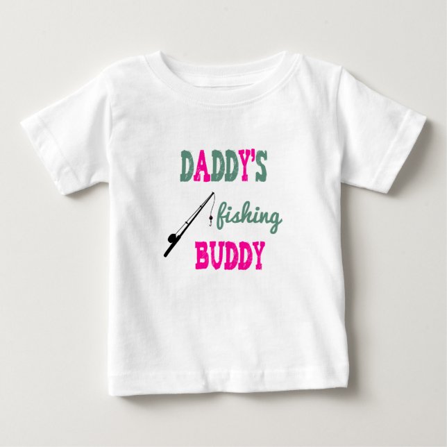 Daddy's Fishing Buddy Baby Tee (pink) (Front)