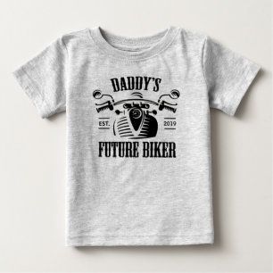 Daddy's Future Biker Motorcycle Skull Personalised Baby T-Shirt