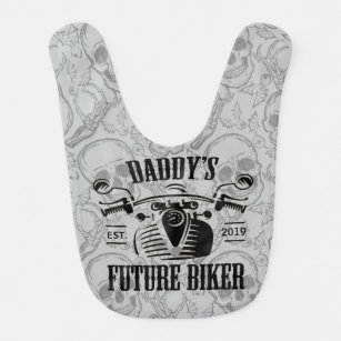 Daddy's Future Biker Motorcycle Skull Personalised Bib