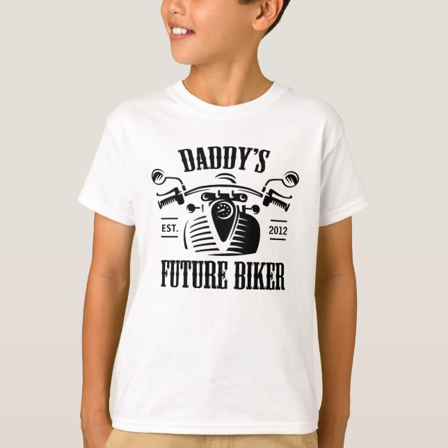 Daddy's Future Biker Motorcycle Skull Personalised T-Shirt (Front)