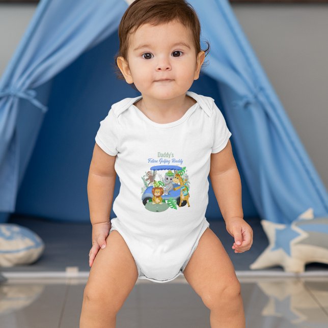 Daddy's Future Golfing Baby Jungle Animals Blue Bodysuit (Creator Uploaded)