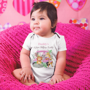 Daddy's Future Golfing Baby Jungle Animals Pink  Bodysuit
