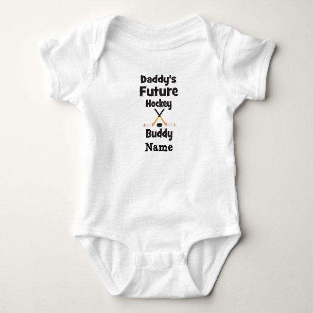 Daddy's Future Hockey Buddy Baby Bodysuit (Front)