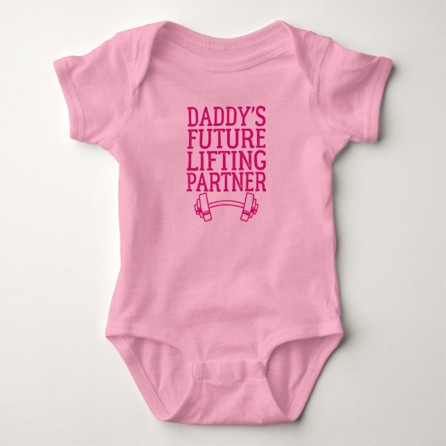 Daddy's Future Lifting Partner - Funny  Baby Bodysuit (Front)