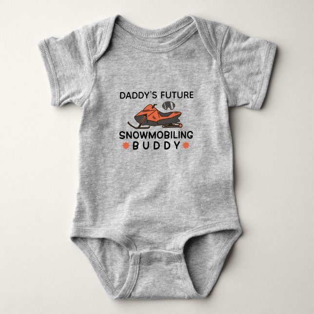 Daddy's Future Snowmobiling Buddy Snowmobiler Baby Bodysuit (Front)