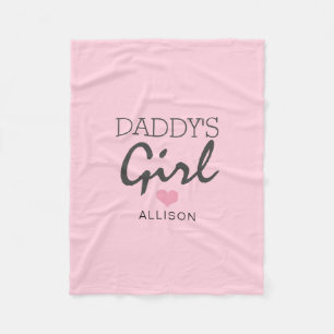 Daddy's Girl Blush Pink Heart Personalised Fleece Blanket