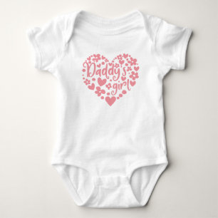 Daddys Girl Cute Pink Heart Daddy and Daughter Baby Bodysuit
