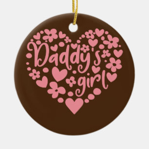 Daddy's Girl Cute Pink Heart Daddy and Daughter Ceramic Tree Decoration